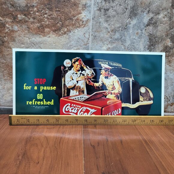 VTG Coca Cola Tin Metal Poster Wall Hanging Decor - Picture 6 of 9